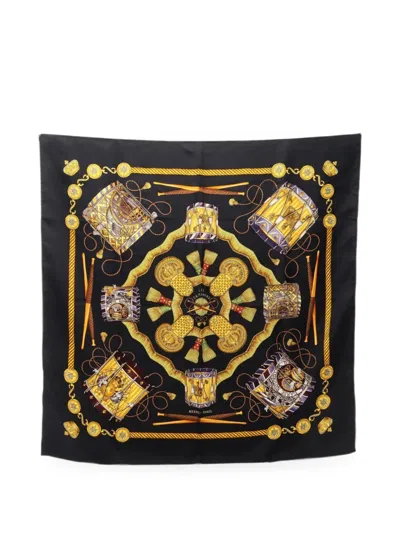 Pre-owned Hermes 2000s Les Tambours Scarf In Black