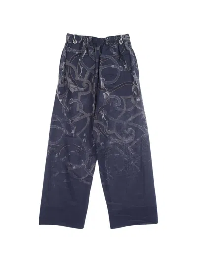 Pre-owned Hermes 2000s L'instruction Du Roy Patine Gradation Trousers In Blue