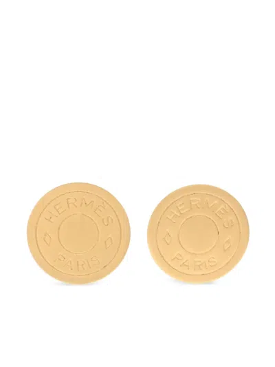 Pre-owned Hermes 2000s Logo-engraved Clip-on Earrings