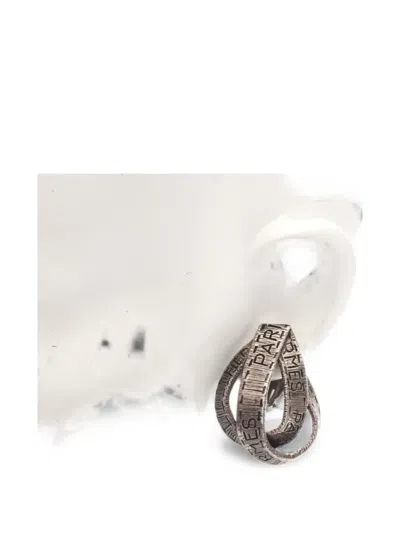 Pre-owned Hermes 2000s Logo-engraved Earrings In Silver