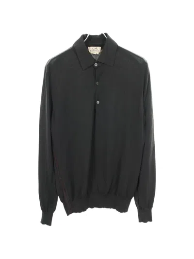 Pre-owned Hermes 2000s Long-sleeve Polo Shirt In Black