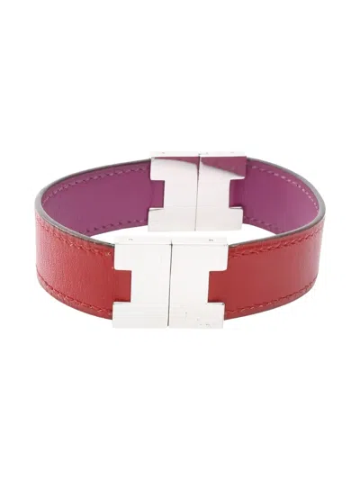 Pre-owned Hermes 2000s Lurie H-detail Bracelet In Red