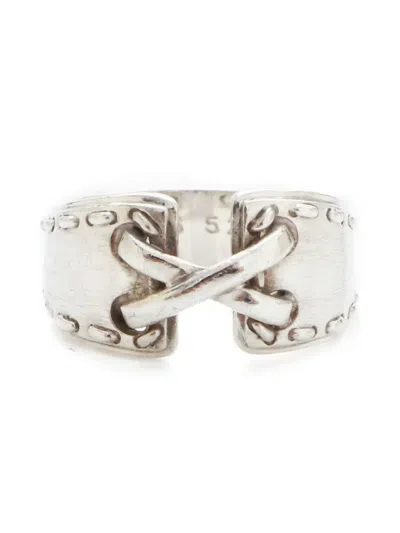 Pre-owned Hermes 2000s Mexico Corset Ring In Silver