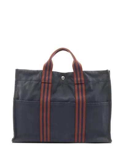 Pre-owned Hermes 2000s Mm Fourre Tout Canvas Tote Bag In Blue