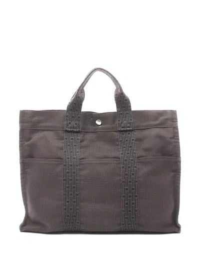 Pre-owned Hermes 2000s Mm Yale Line Canvas Tote Bag In Gray