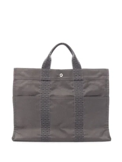 Pre-owned Hermes 2000s Mm Yale Line Tote Bag In Grey