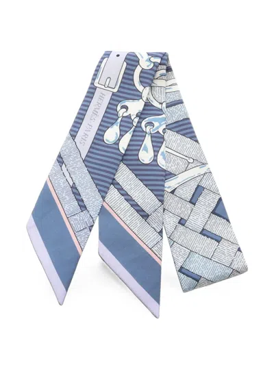 Pre-owned Hermes 2000s Mors À Jouets Chemise Scarf In Blue