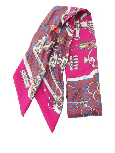 Pre-owned Hermes 2000s Mors Et Gourmettes Remix Scarf In Pink