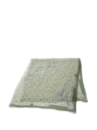 Pre-owned Hermes 2000s Mors Et Gourmettes Scarf In Green