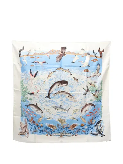 Pre-owned Hermes 2000s Multi-colour Square Scarf In Neutral