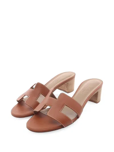 Pre-owned Hermes 2000s Oasis Mule Sandals In Brown