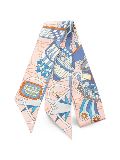 Pre-owned Hermes 2000s Odyssey Twilly Scarf In Pink