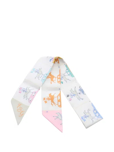 Pre-owned Hermes 2000s Parade Twilly Scarf In Gray