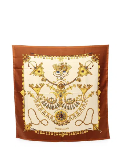 Pre-owned Hermes 2000s Parures Des Sables Scarf In Neutrals