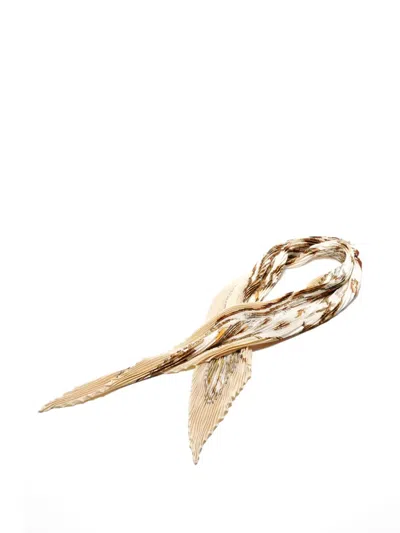 Pre-owned Hermes 2000s Pleated Scarf In Neutral