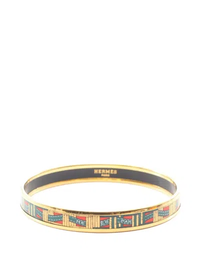 Pre-owned Hermes 2000s Pm Cloisonne Bangle In Gold