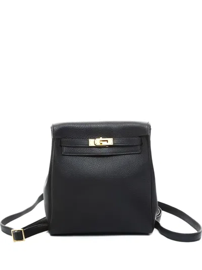 Pre-owned Hermes 2000s Pm Kelly Ado Leather Lock Backpack In Black