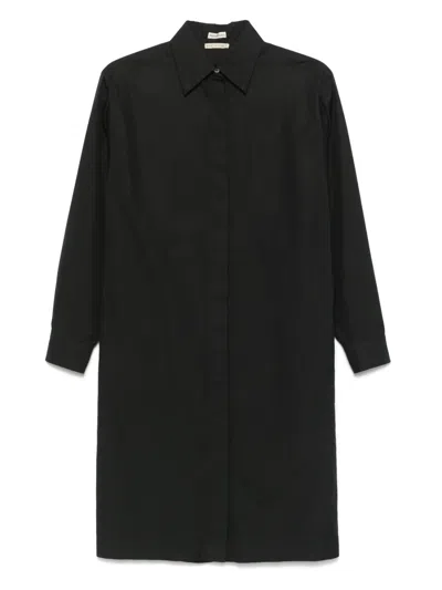 Pre-owned Hermes 2000s Poplin Midi Dress In Black