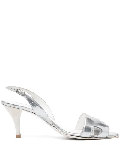 Pre-owned Hermes 2000s  Slingback Sandals In Silver