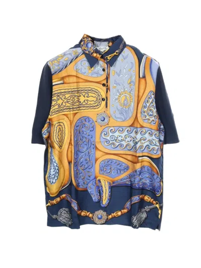 Pre-owned Hermes 2000s Printed Polo Shirt In Blue