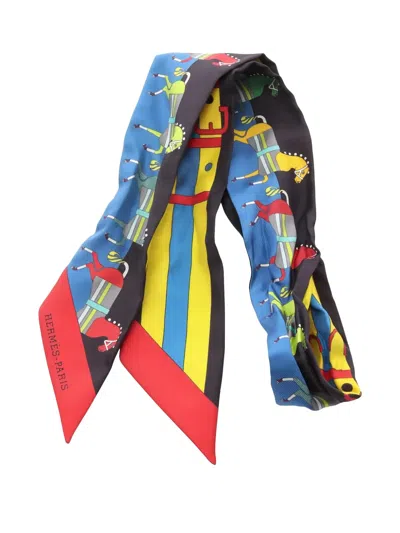 Pre-owned Hermes 2000s Rocabar Ribbon Scarf In Blue