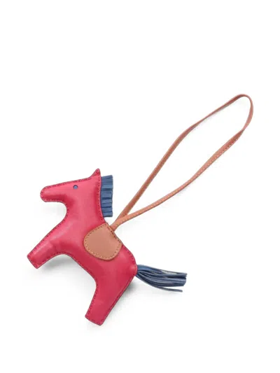 Pre-owned Hermes 2000s Rodeo Mm Bag Charm In Red