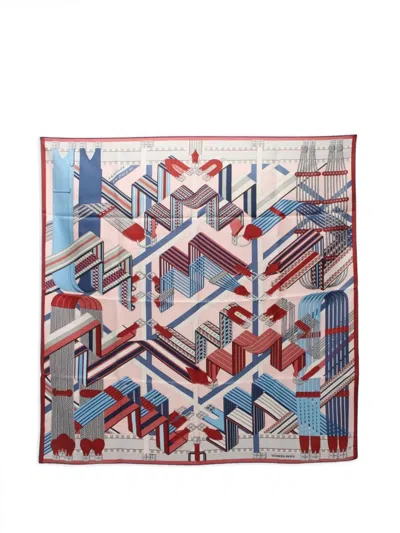 Pre-owned Hermes 2000s Sangles En Zigzag Scarf In Pink