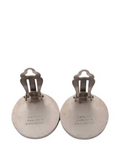 Pre-owned Hermes 2000s Serie Shell Earrings In Silver