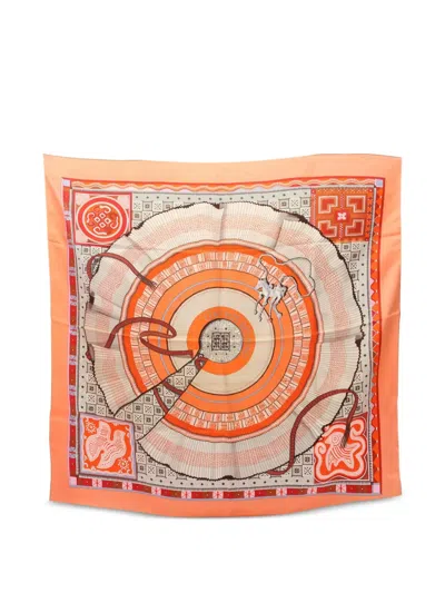 Pre-owned Hermes 2000s Silk Scarf In Orange