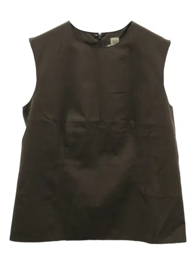 Pre-owned Hermes 2000s Sleeveless Cotton Top In Brown