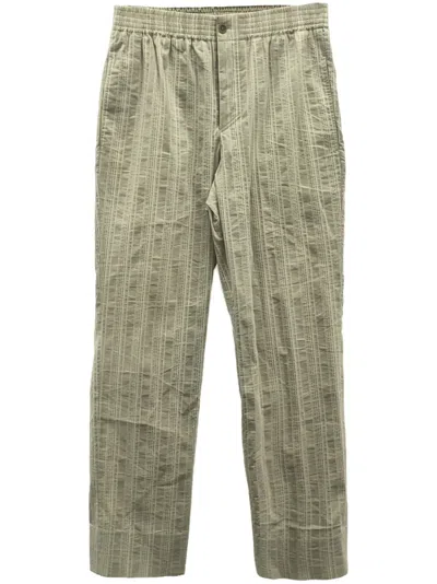 Pre-owned Hermes 2000s Striped Trousers In Grey