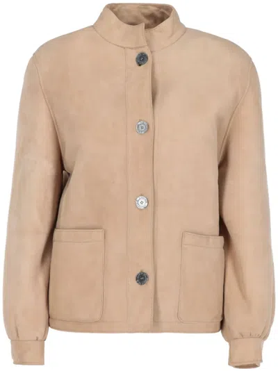 Pre-owned Hermes 2000s Suede Jacket In Neutrals