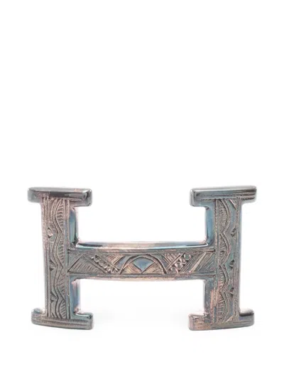 Pre-owned Hermes 2000s Tuareg H Belt Buckle In 银色