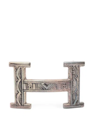 Pre-owned Hermes 2000s Tuareg H-belt Buckle In 银色