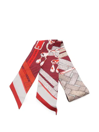 Pre-owned Hermes 2000s Twilly Mors Toys Scarf In Red