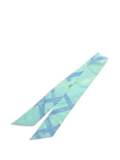 Pre-owned Hermes 2000s Twilly Scarf In Blue