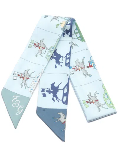 Pre-owned Hermes 2000s Twilly Scarf In Blue