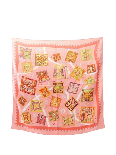 Pre-owned Hermes 2000s Twilly Silk Scarf In Pink