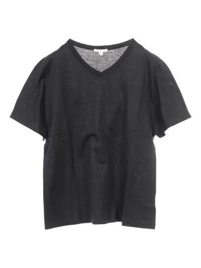 Pre-owned Hermes 2000s V-neck Cotton T-shirt In Black