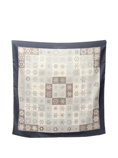 Pre-owned Hermes 2000s Winter Fires Scarf In Neutrals