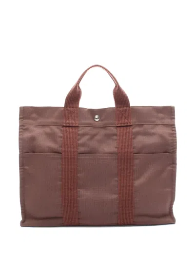 Pre-owned Hermes 2000s Yale Line Mm Canvas Tote Bag In Brown