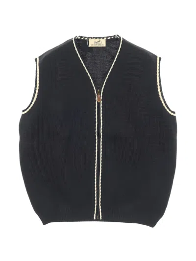 Pre-owned Hermes 2000s Zip Knit Vest In Blue