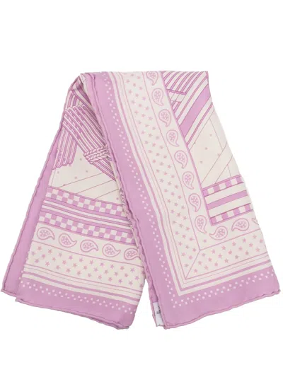 Pre-owned Hermes 2001-2025 Sangles En Zigzag Silk Bandana Scarf 55 Scarves In Purple