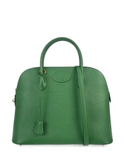 Pre-owned Hermes 2001 35 Bolide Tote Bag In Green