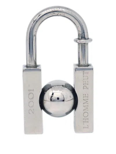 Pre-owned Hermes 2001 A La Découverte De La Beauté Du Monde Classic H Earth Cadena Padlock In Silver