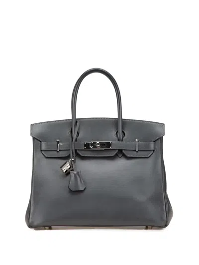 Pre-owned Hermes 2001 Box Calf Birkin Retourne 30 Handbag In Grey