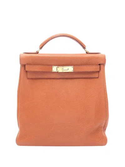 Pre-owned Hermes 2001 Buffalo Kelly Ado Backpack In Brown