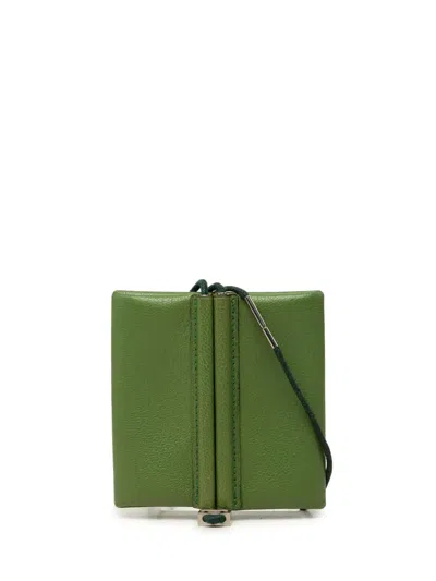 Pre-owned Hermes 2001 Chevre De Coromandel Belle Ile Coin Pouch In Green