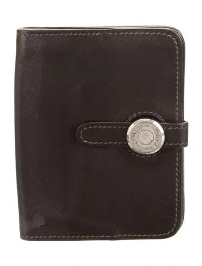 Pre-owned Hermes 2001 Dogon Compact Wallet In Brown
