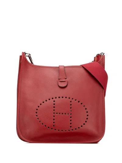 Pre-owned Hermes 2001 Fjord Evelyne Gm Crossbody Bag In Red